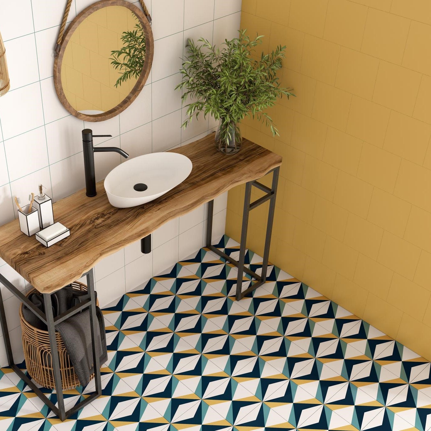 Matowa płytka porcelanowa o efekcie hydraulicznych wzorów Mykonos 20x20 cm