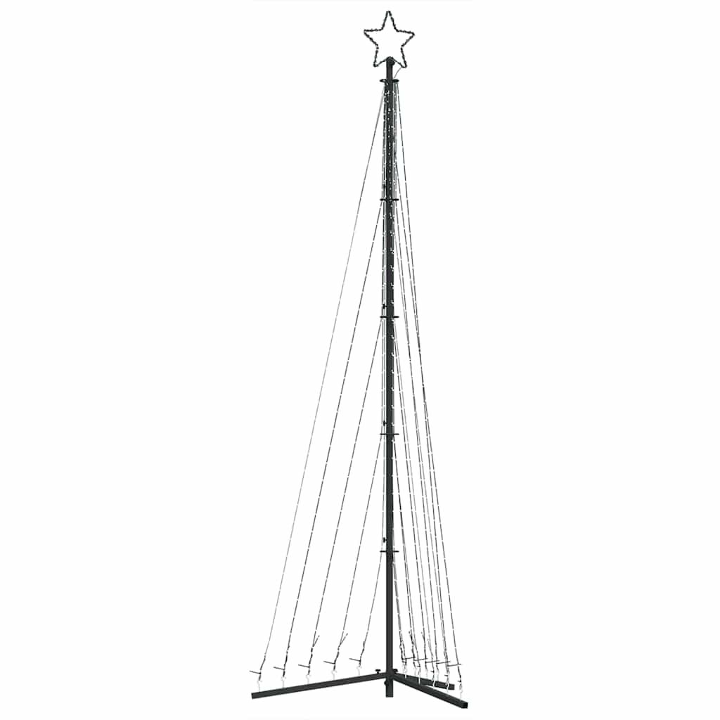 Choinka LED Zewnętrzna 300,5 cm Ciepła Biel z Gwiazdą i Podstawą