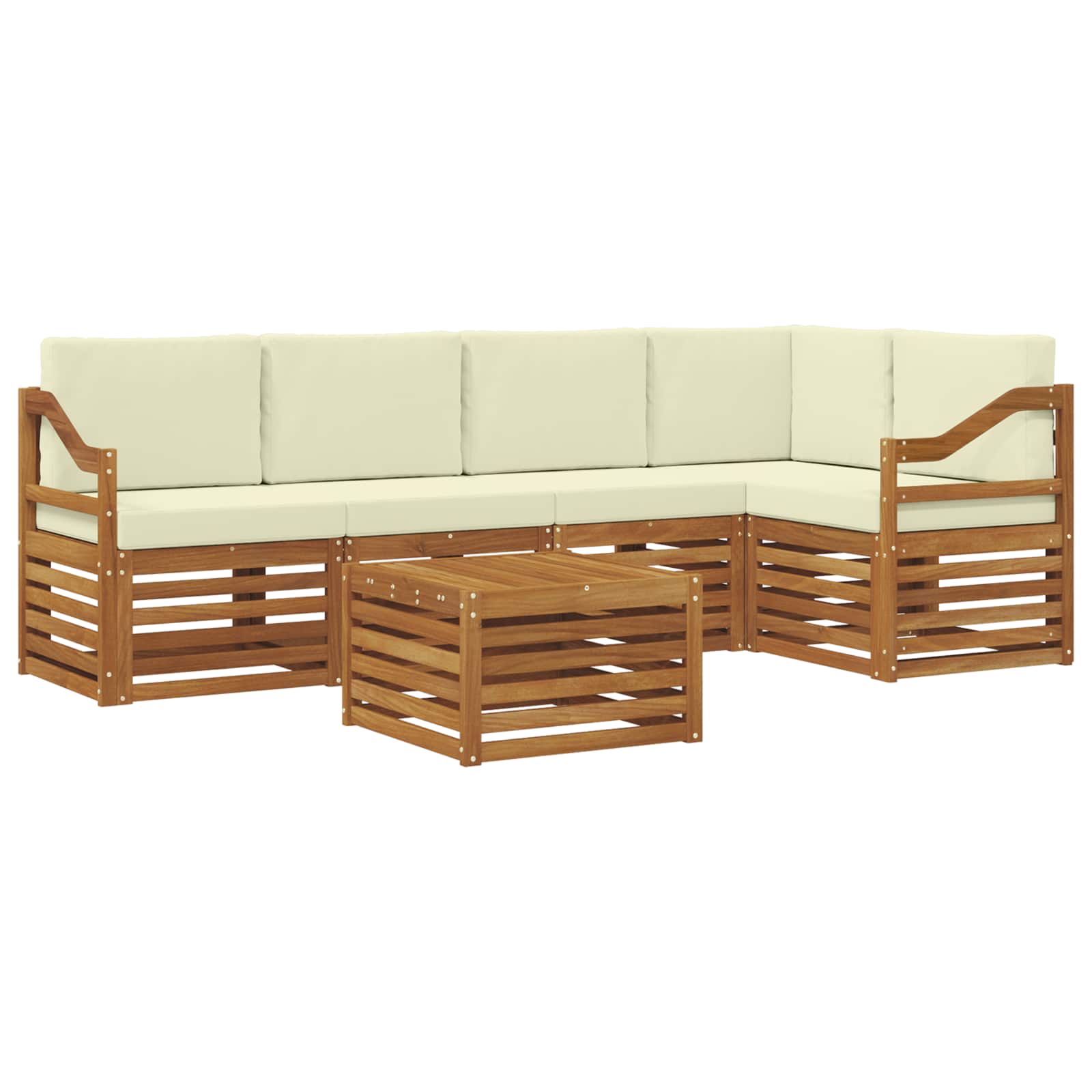 Zestaw sofy narożnej z poduszką 6 pcs Naturalny i Kremowy