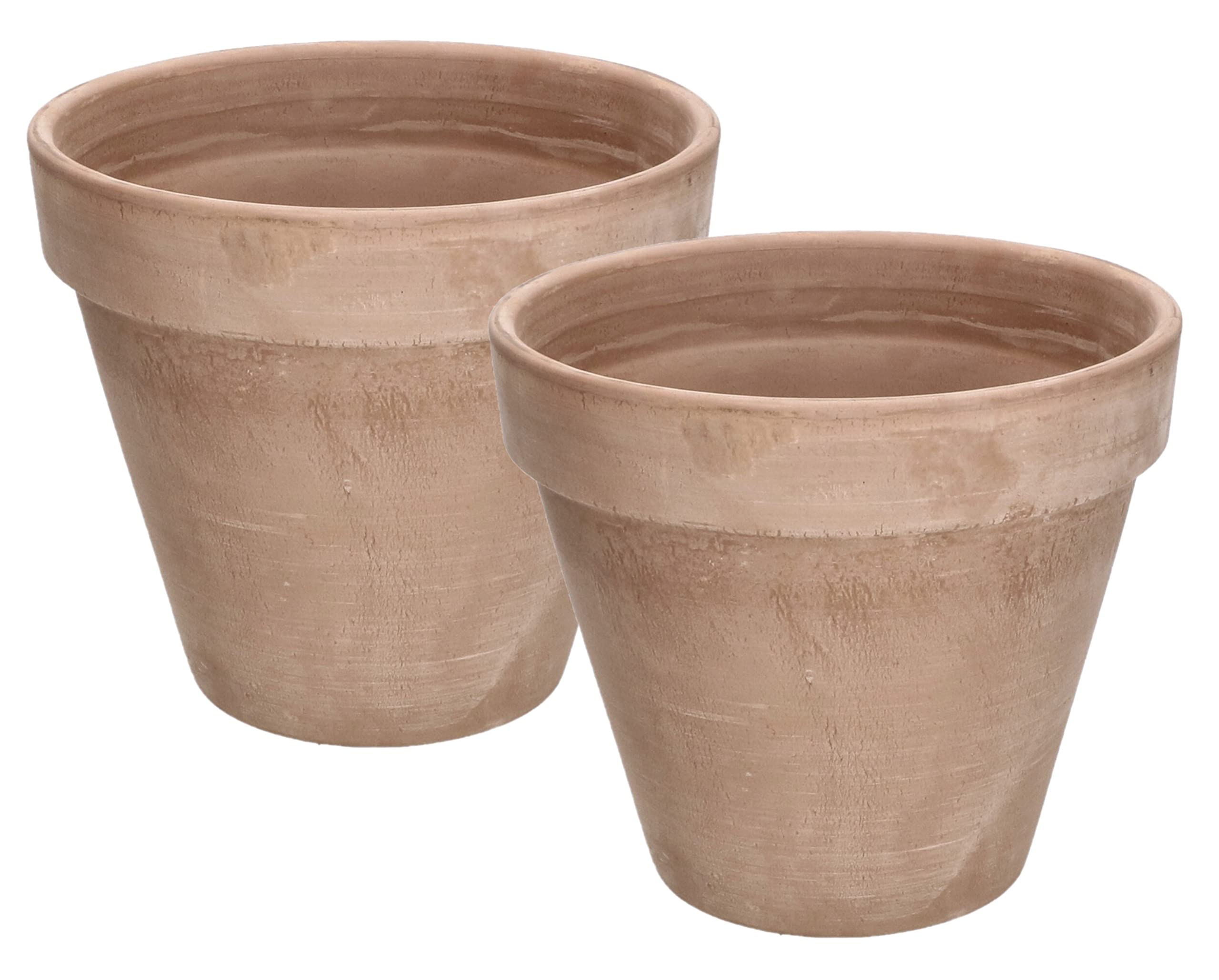 Zestaw 2x doniczka ⌀ 19 cm donica gliniana terakota mokka na kwiaty rośliny - KOTARBAU