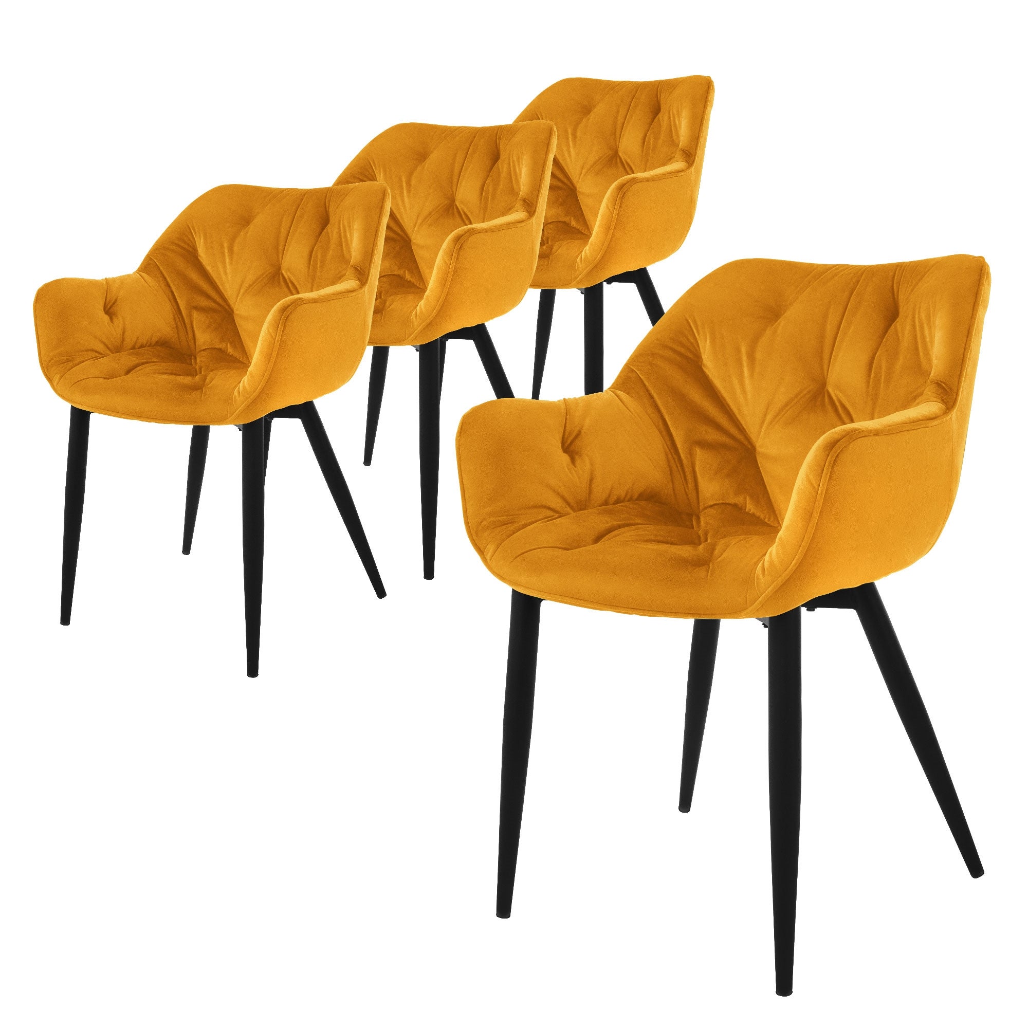 ML-Design zestaw 4 krzesło do jadalni musztardowy zólty, krzesło kuchenne z grubym tapicerowanym aksamitem
