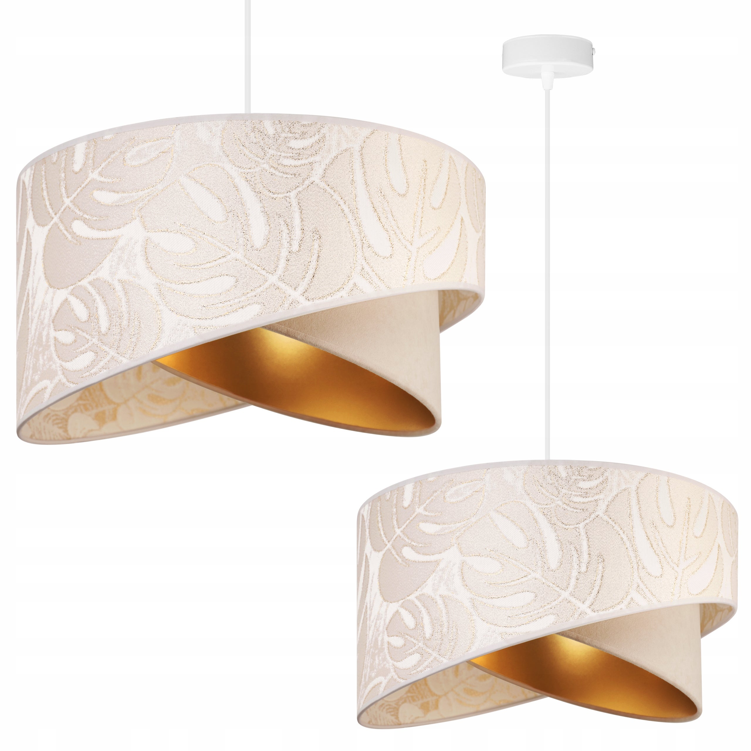Lampa sufitowa wisząca Light Home LH Werona 1x E27 60W abażur 45cm tkanina kremowy/biały