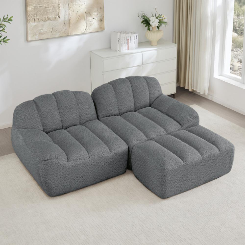 Modułowa sofa 2-osobowa w stylu muszli z głębokimi poduszkami, odpowiednia do salonów i mieszkań, nie wymaga montażu