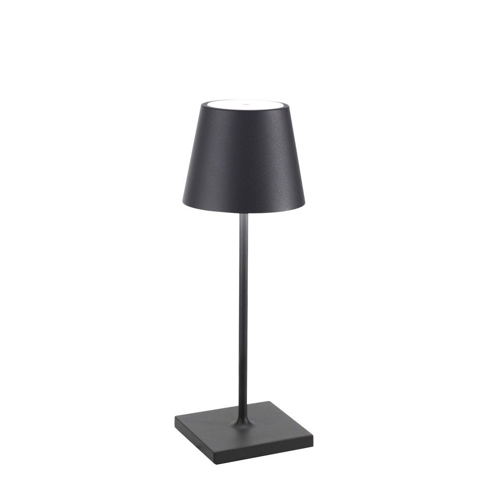 Lampa stołowa LED Zafferano Poldina Pro Mini Dark Grey z możliwością ładowania i ściemniania, z czasem pracy baterii do 12 godzin