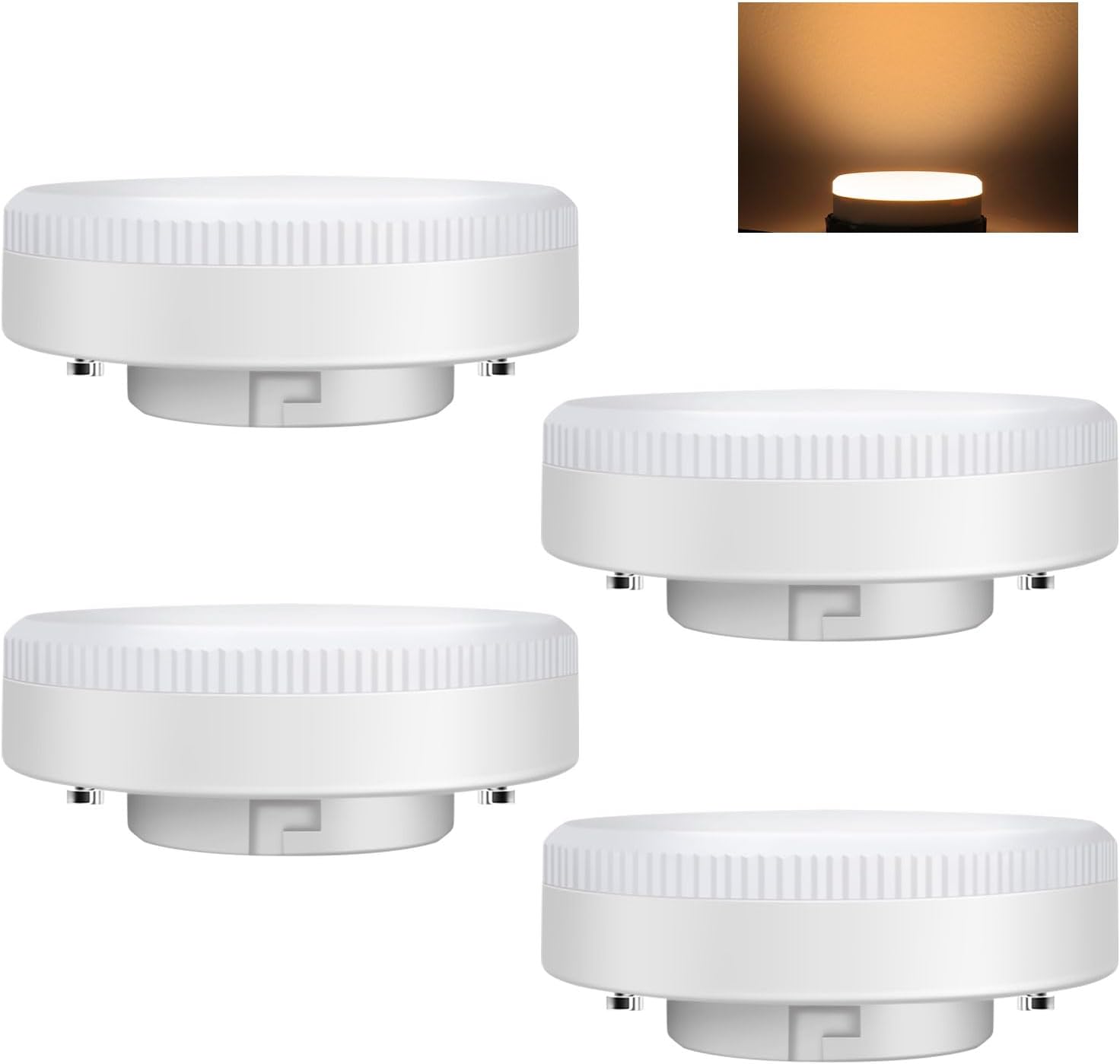 Zestaw 4 żarówek LED GX53 9 W – ciepła biel 3000 K – nieściemnialne – odpowiednik halogenu 71 W – oświetlenie punktowe do szafek