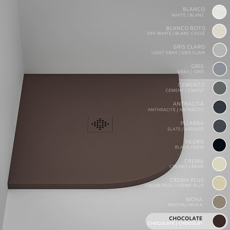 Brodzik półokrągły SOULHOME Żywica i Konglomerat Mineralny Antypoślizgowy 90x90 cm Czekoladowy - Kratka ten sam kolor