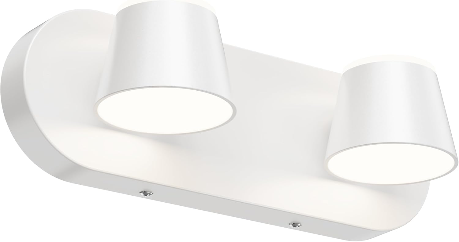 Lampa ścienna LED 2-punktowa, biała, regulowana i ściemniana, 10 W, światło neutralne, 1 sztuka