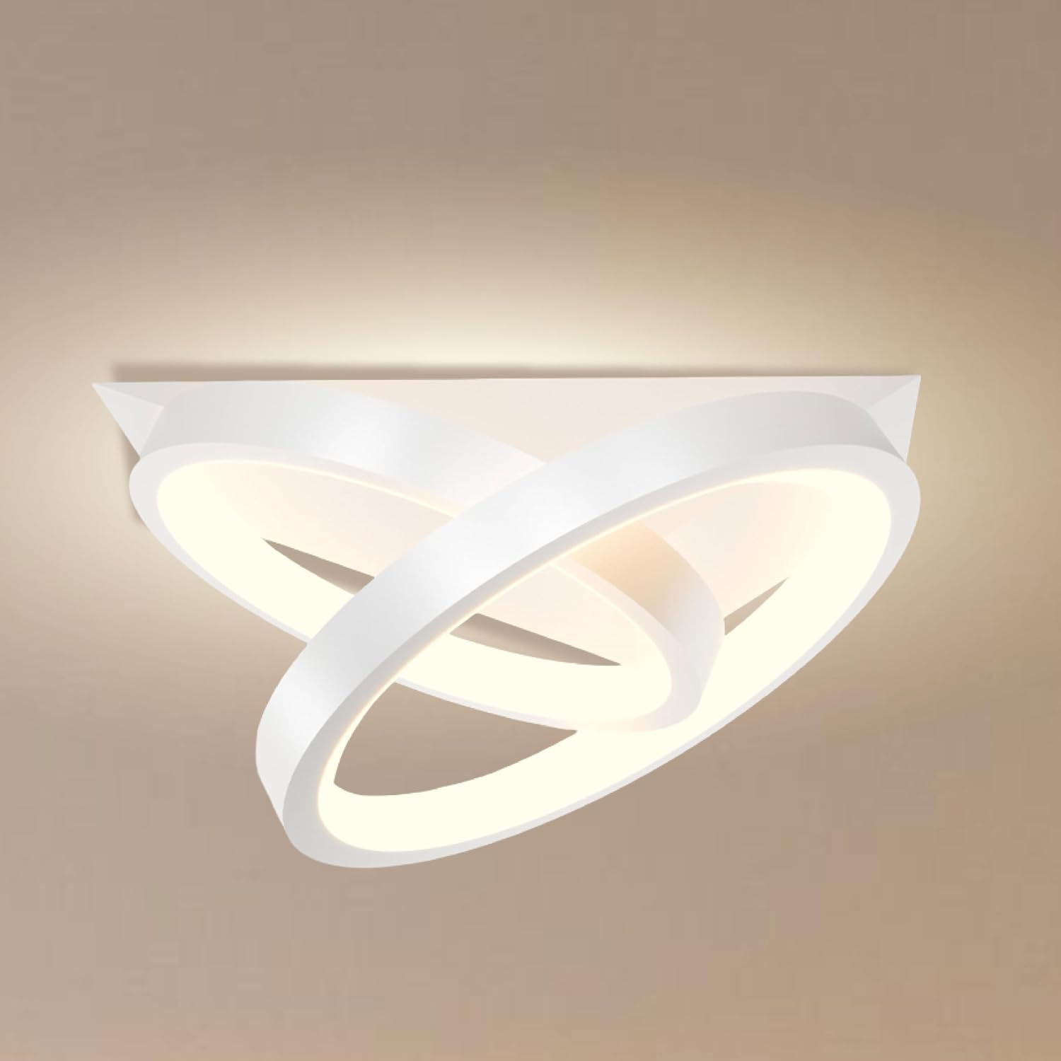 Nowoczesna lampa sufitowa LED – Wyjątkowy i kreatywny design – Biała, odpowiednia do korytarzy, salonów, sypialni, kuchni i biur (światło trójkolorow