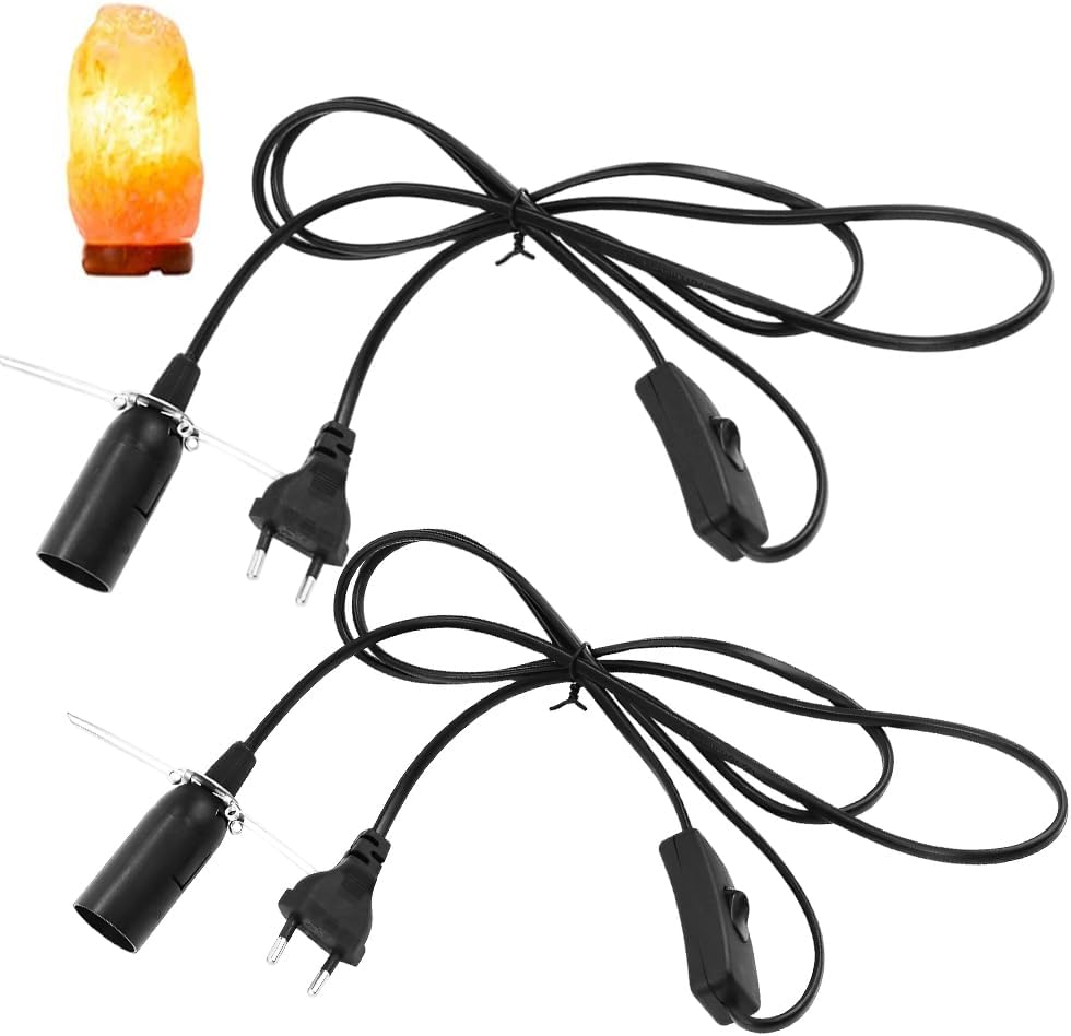 Przewód do lampy solnej z włącznikiem, E14, 1,8 m, uchwyt do lampy solnej, czarny (opakowanie 2 szt.)