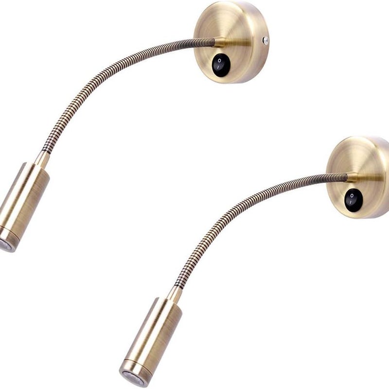 Lampa do czytania z 2 diodami LED 3W, 3000-6000K/3W, kąt świecenia: 30°, długość gęsiej szyi: 30 cm, ciepła żółć