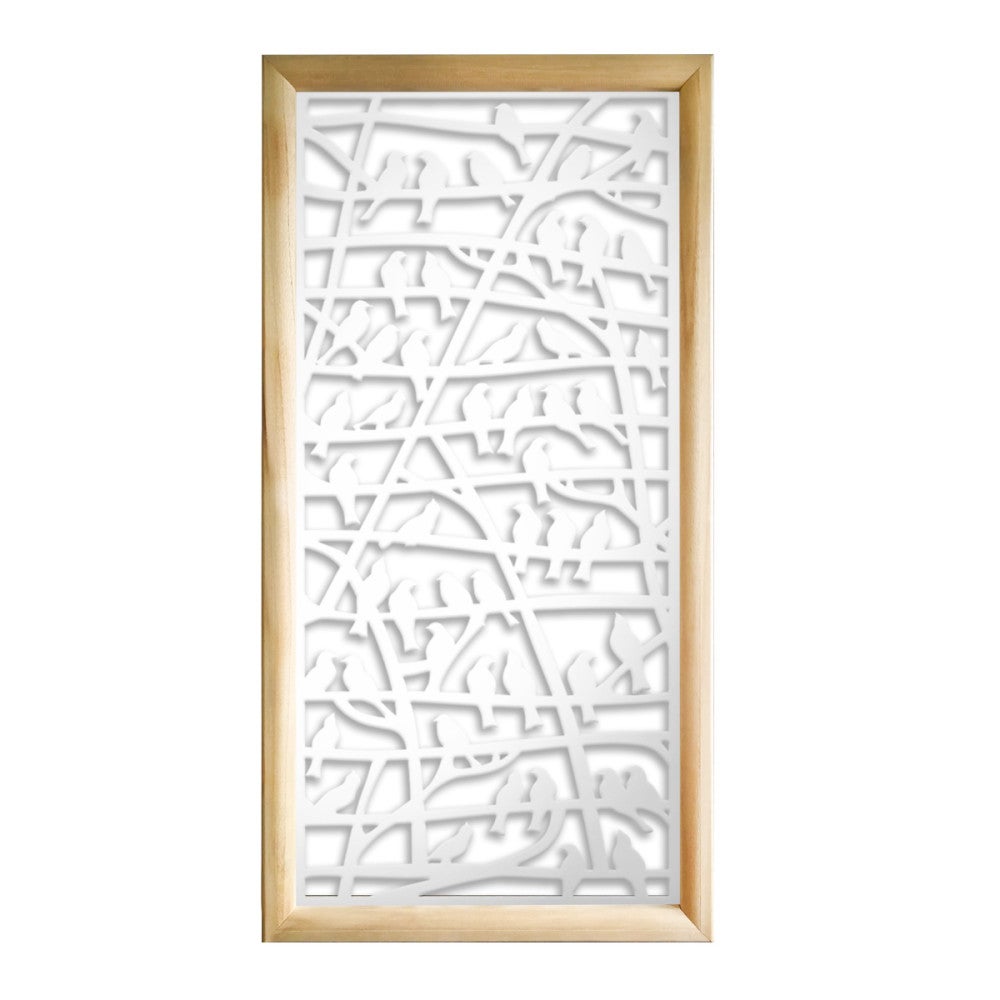 BIRDS - Prostokątne moduły dekoracyjne z drewna i PCV - Rozmiar 73x148 cm - Grubość 64 mm - Kolor wewnętrzny BIAŁY