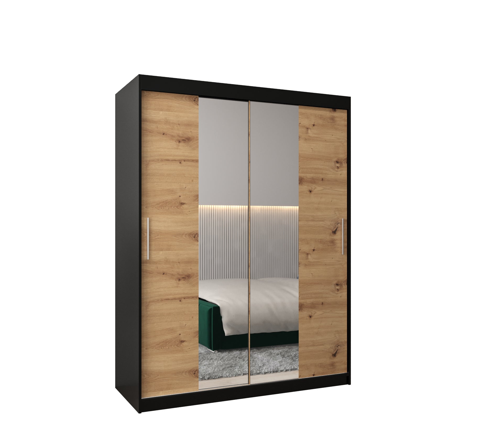 Szafa przesuwna garderoba TOKYO 1 150 x 62 x 200 cm Czarny + Artisan - Abiks Meble