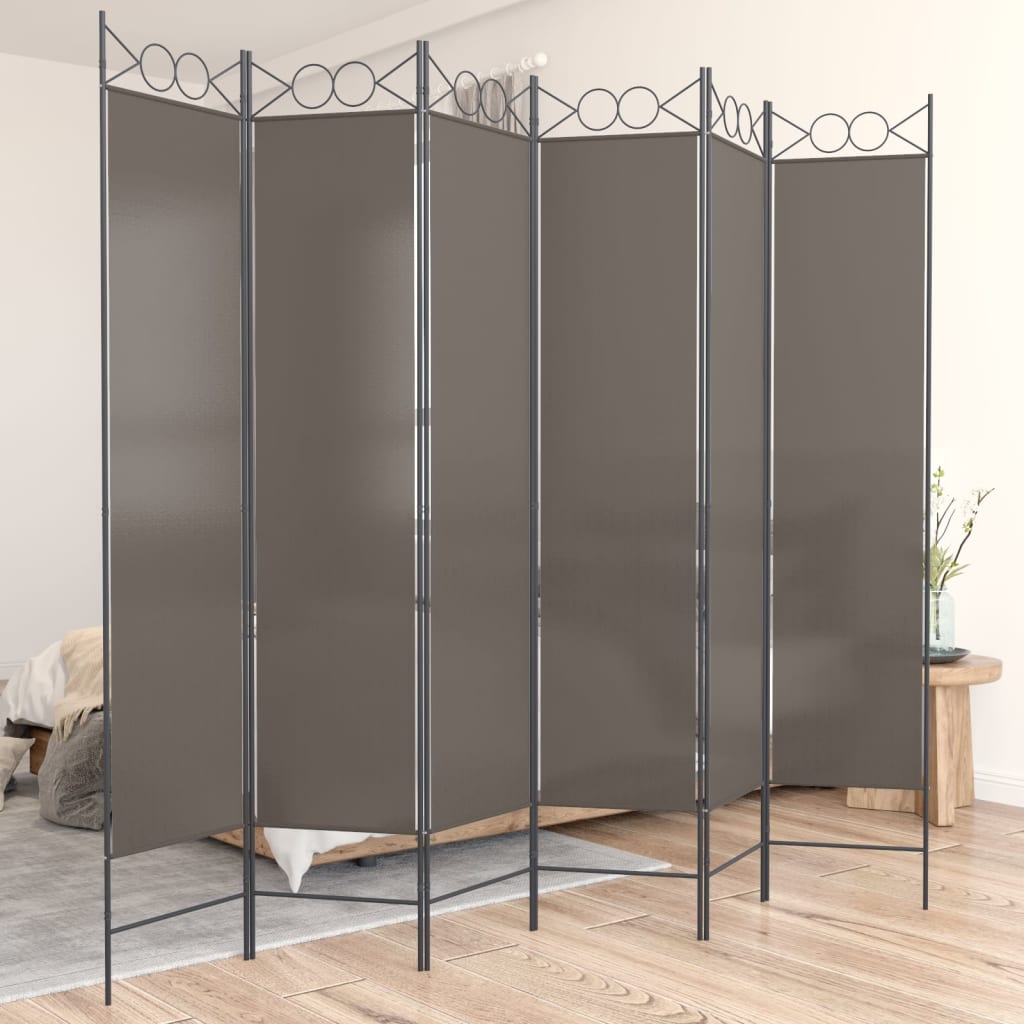 Parawan 6-panelowy, antracytowy, 240x220 cm, tkanina vidaXL