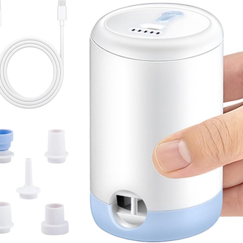 Przenośna elektryczna pompka powietrza, pompka powietrza z akumulatorem USB-C i 5 wieloma dyszami, szybka pompka próżniowa do materacy dmuchanych, m