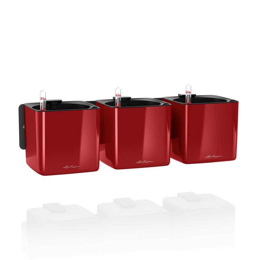 Doniczka Lechuza Ścienna CUBE Glossy Home Kit Czerwona Połysk 1 szt