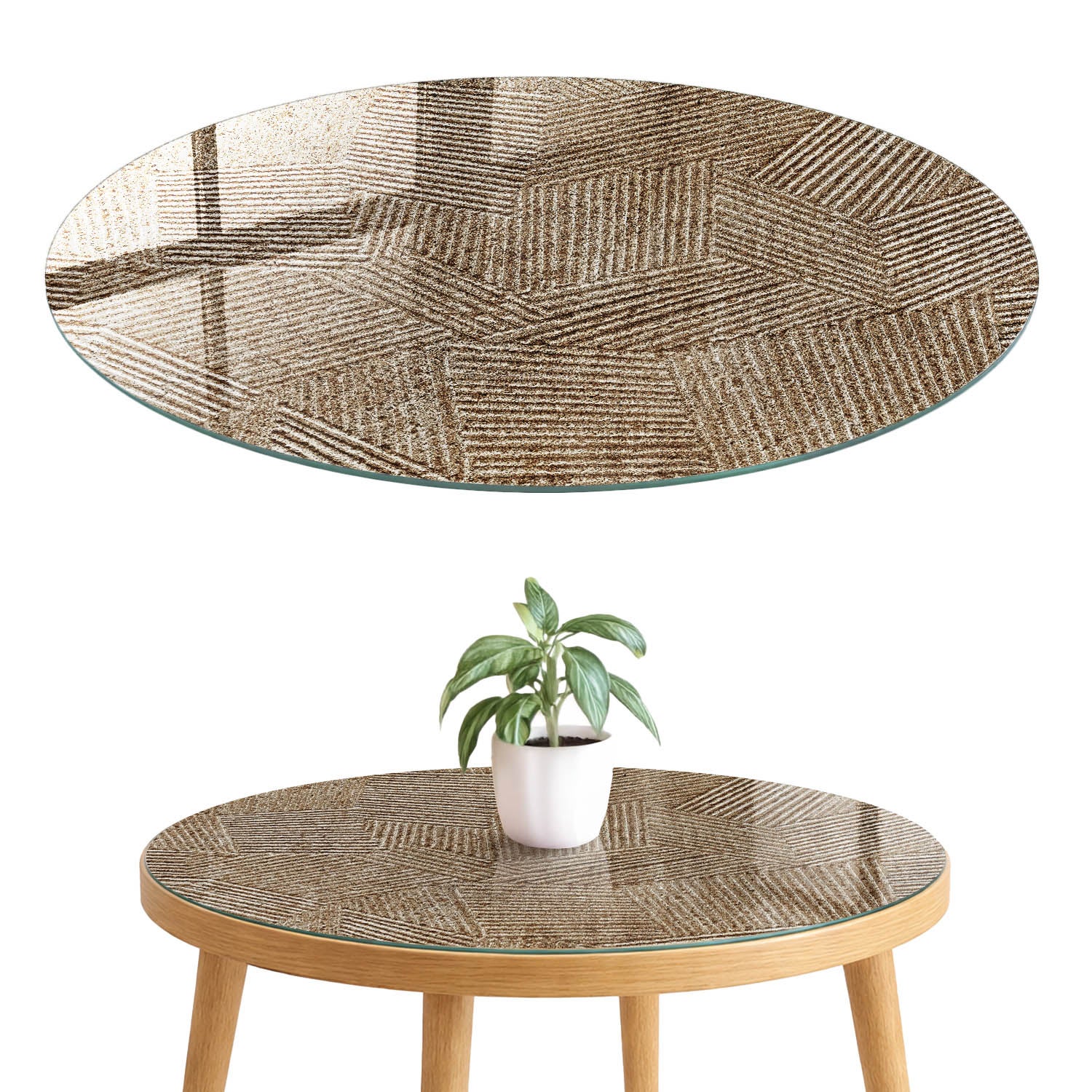 Blat szklany z grafiką i nadrukiem 4 mm - ochrona, dekoracja i metamorfoza mebli fi60 cm Geometryczna abstrakcja