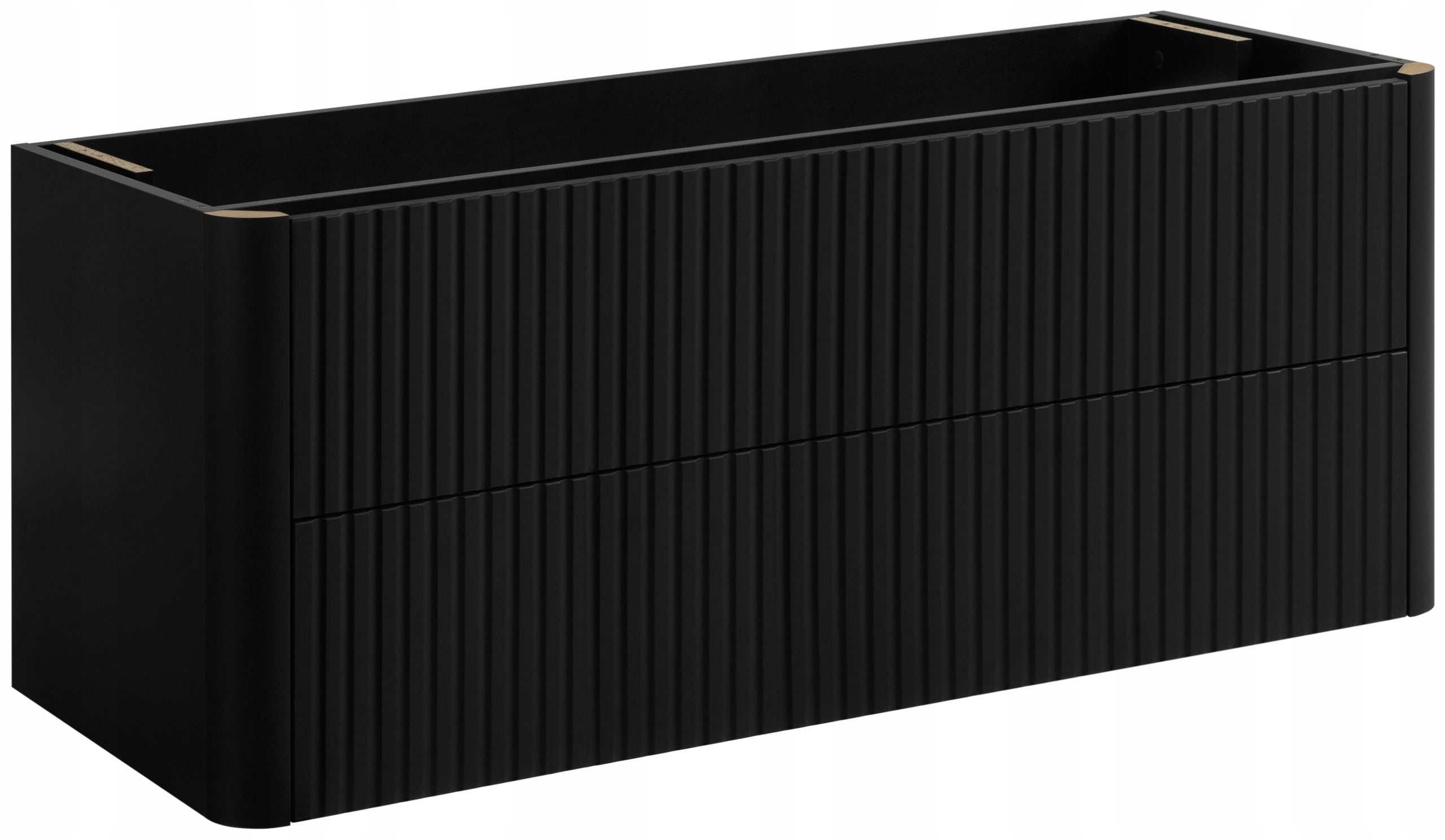 Szafka łazienkowa LINEA 100 cm czarna z blatem wisząca ryflowana Push to Open