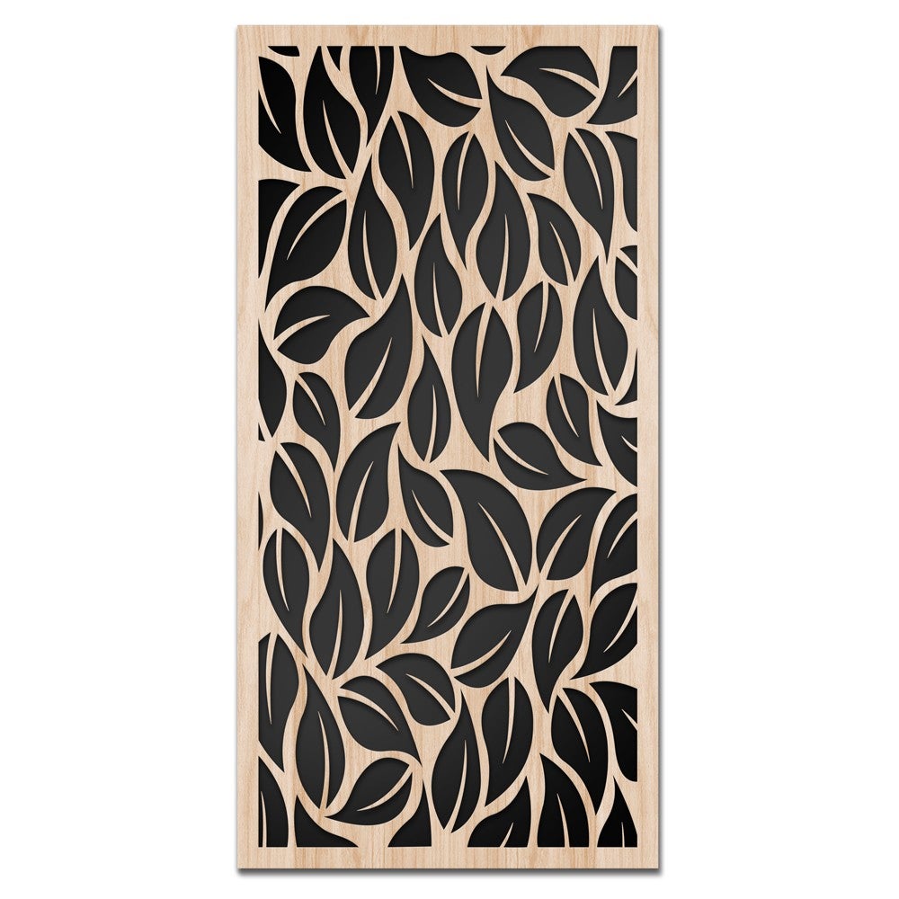 LIŚCIE - Obrazek z drewna kompozytowego i PCV wycinany laserowo, 70x140 cm