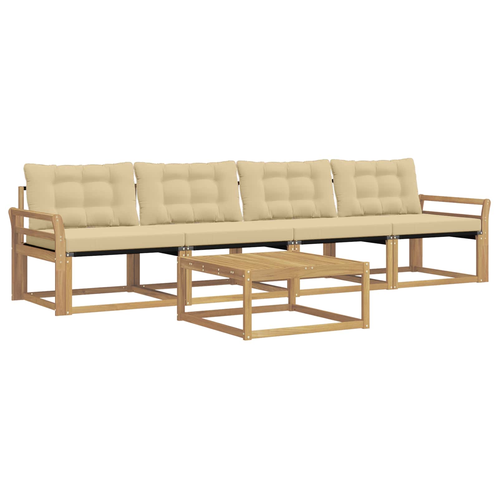 Zestaw sof na zewnątrz 5 pcs Biały i Beżowy 79 x 79 x 37 cm