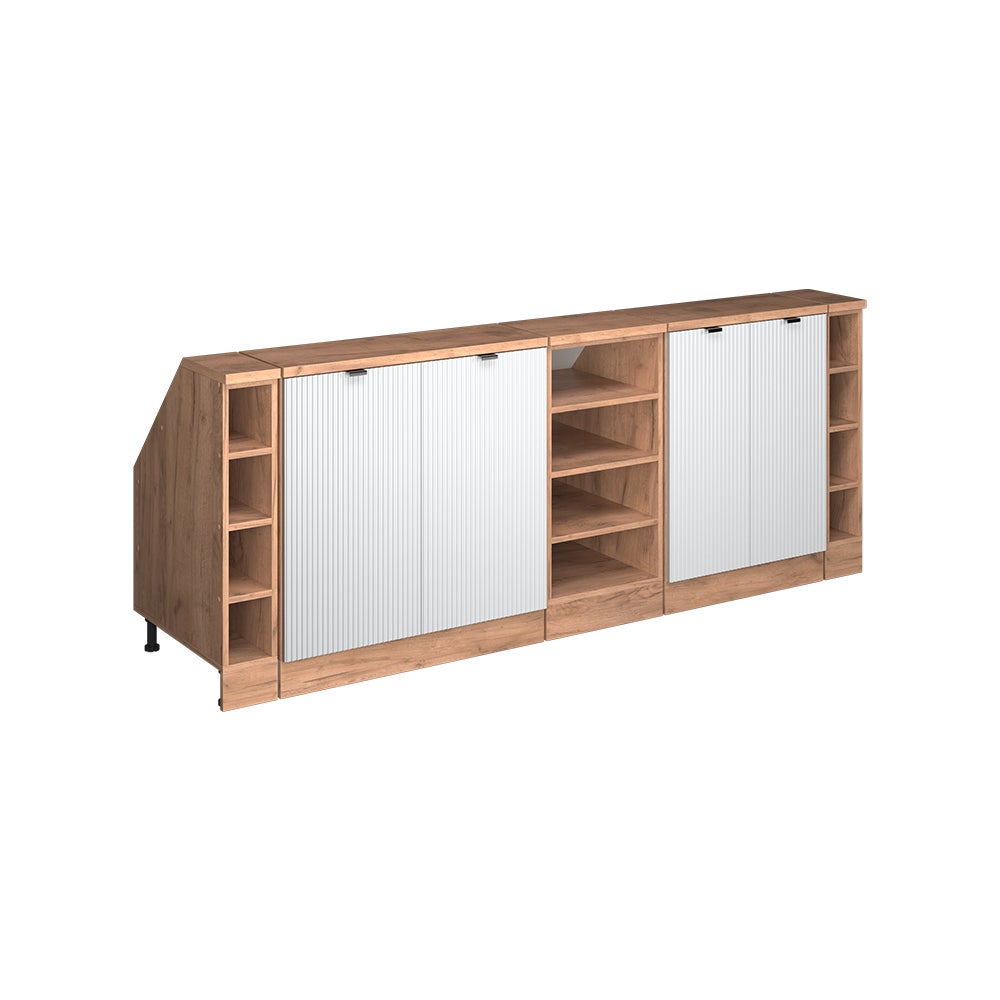 Vicco Zestaw szaf na dachy skośne Rion, Białe pofałdowanie, 210 cm Zestaw 5 korpusów szafy głębokość 60 cm