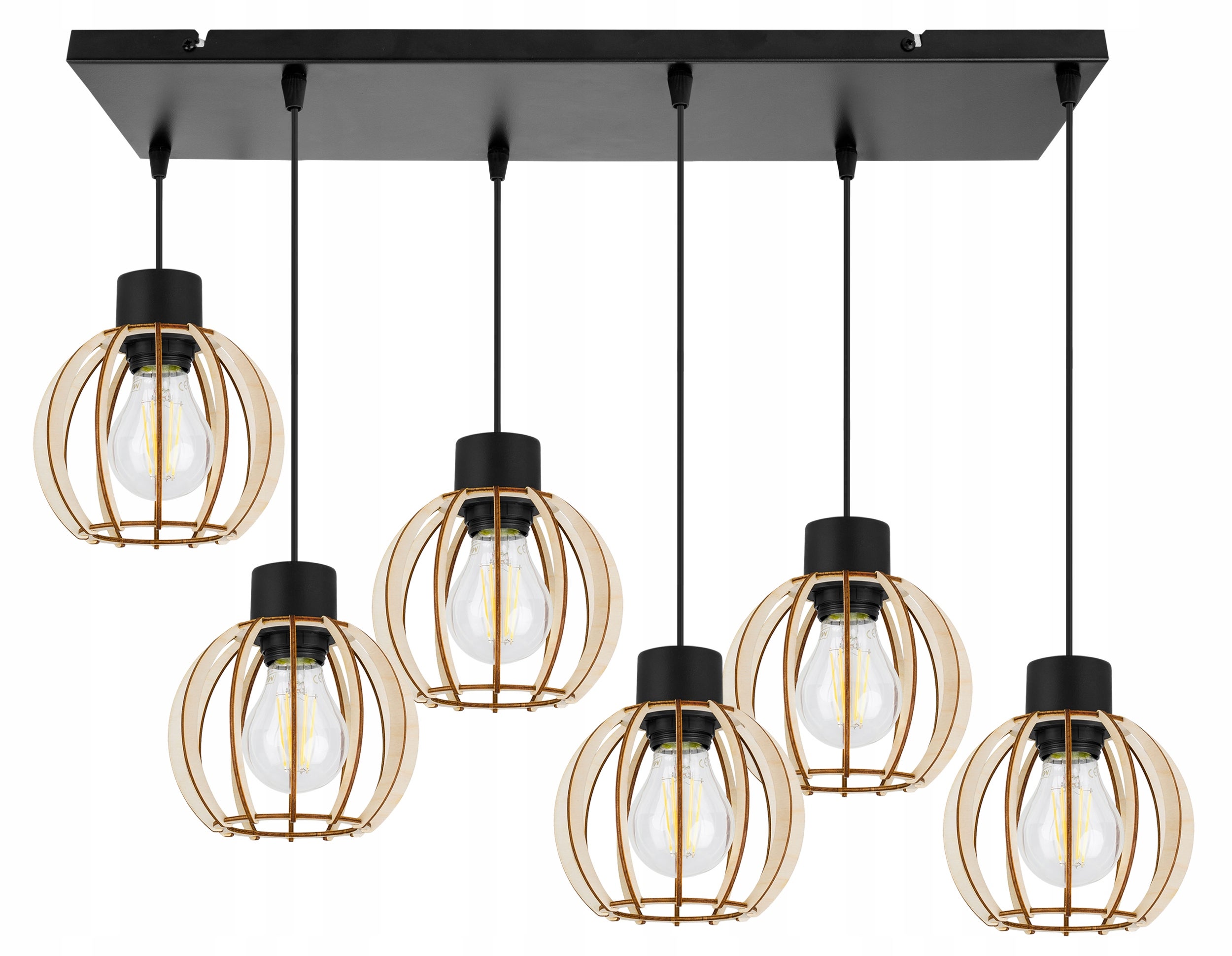 Lampa sufitowa wisząca Light Home LH Timber 6x E27 60W czarny