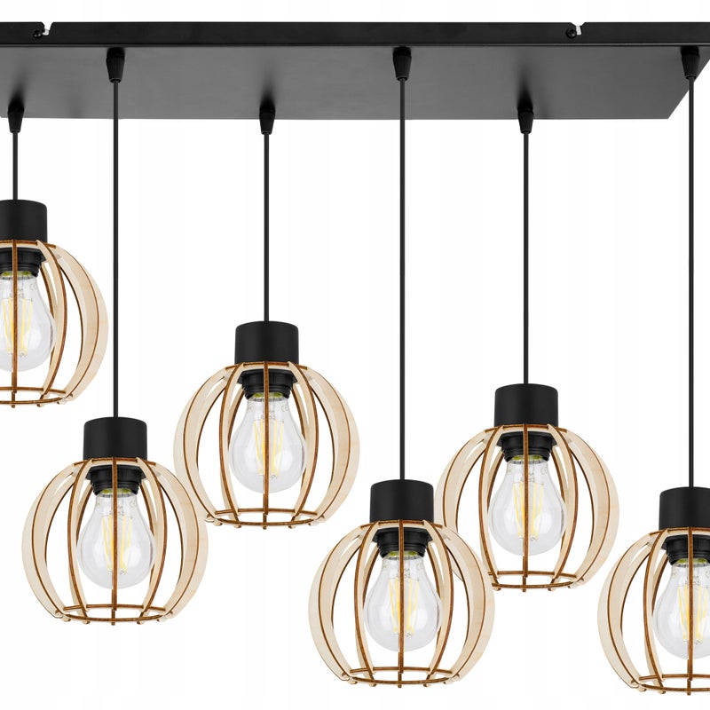 Lampa sufitowa wisząca Light Home LH Timber 6x E27 60W czarny