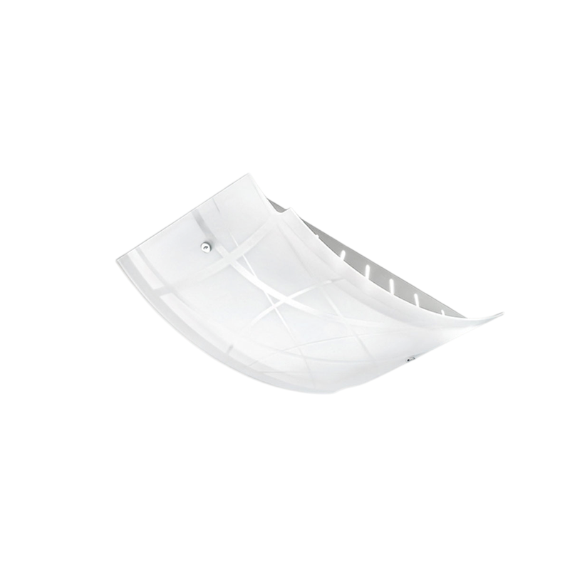 Lampa sufitowa Nereide średnia 45x31 cm, szkło satynowane, białe, sitodrukowe, 2XE27, chromowana podstawa, nowoczesny design, IP20, maks 2x52 W