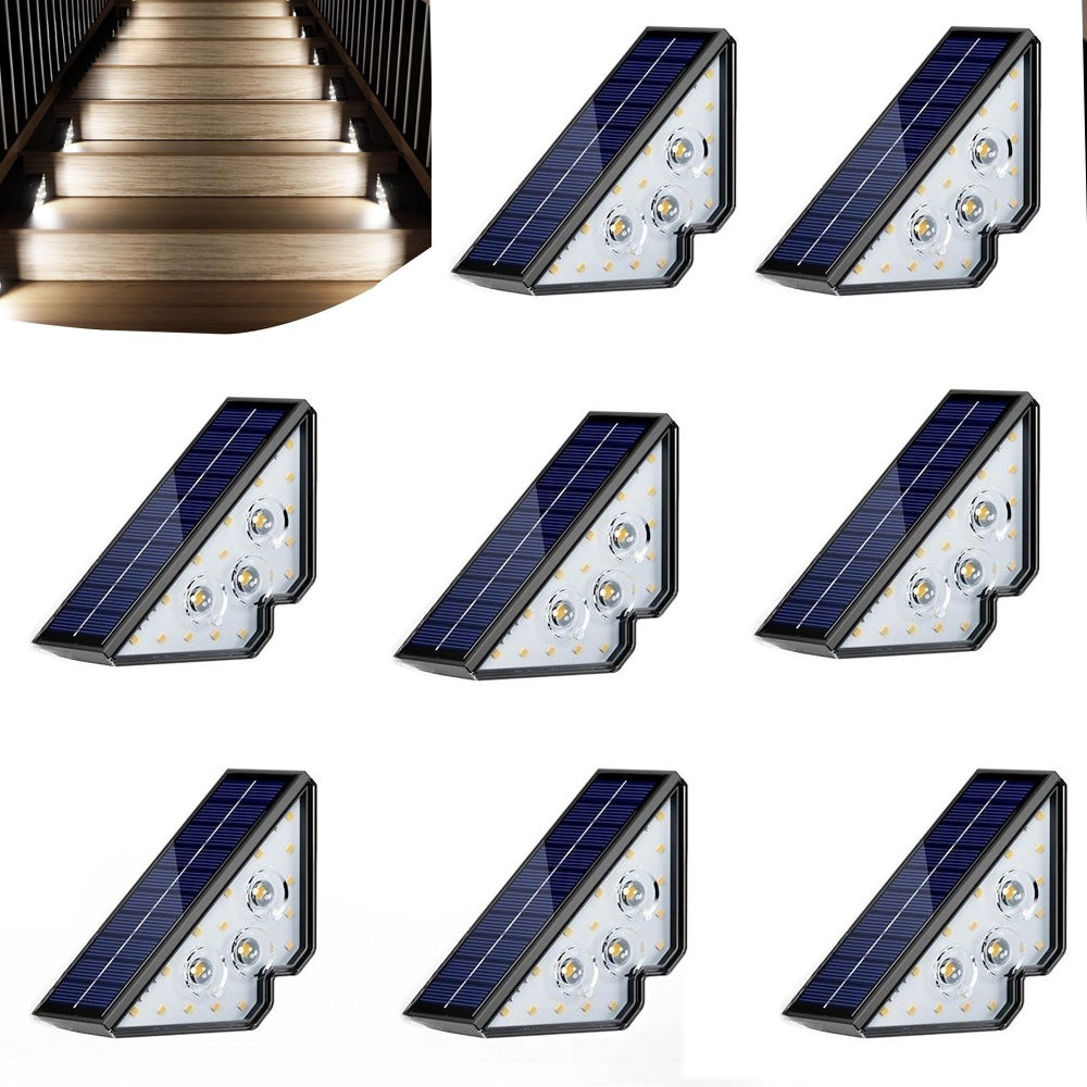 Zestaw solarnych lamp zewnętrznych idealnych na tarasy balustrady schody stopnie dziedzińce i patio białe diody LED do dekoracji bożonarodzeniowych