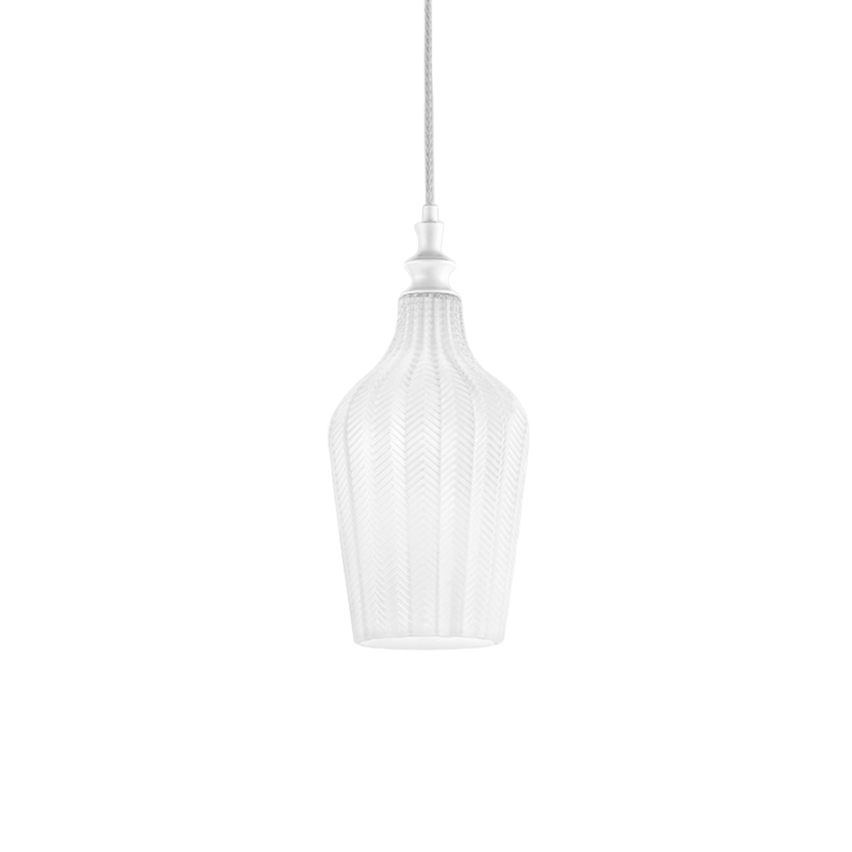 Lampa wisząca Cleofe S/12 White – matowa, biała metalowa rama ze szkłem opalowym, 1xE27, maks 60 W, IP20 – Gealuce