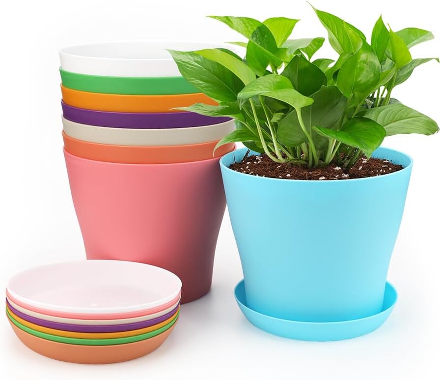 (8 sztuk) 10 cm plastikowe doniczki, małe doniczki z tackami, odpowiednie do sadzonek, kaktusów, sukulentów, storczyków, ziół
