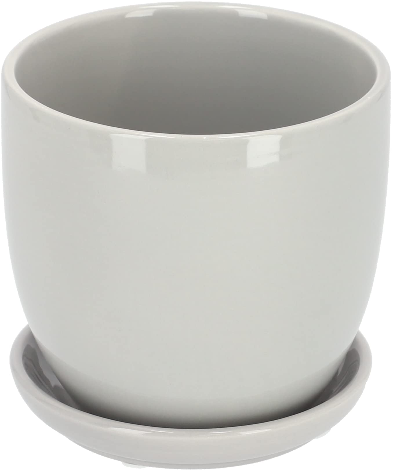 Doniczka donica osłonka ceramiczna z podstawką szara ⌀20 cm - KOTARBAU