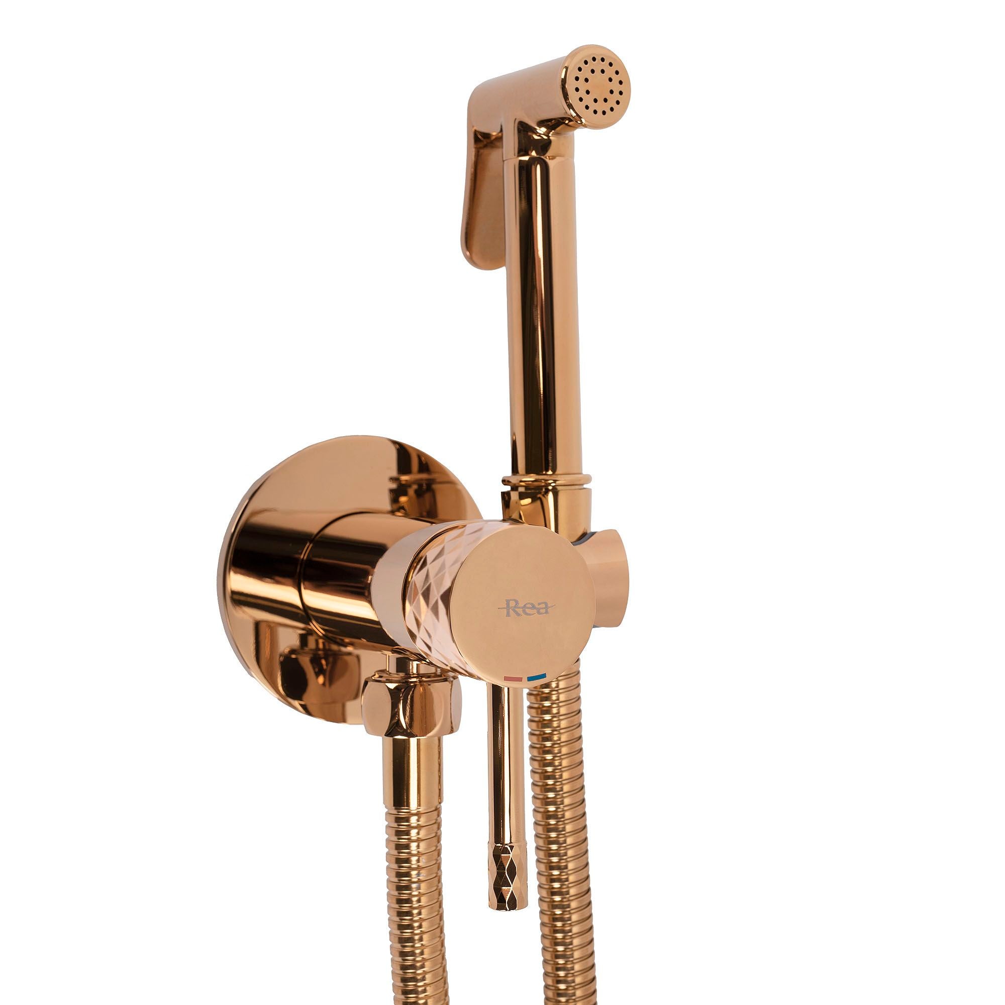 Bateria Bidetowa Rea Loop Lungo Diamond Miedź