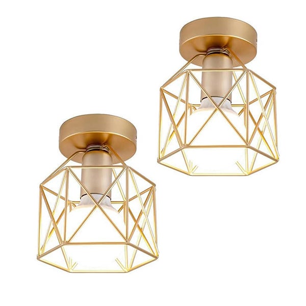 Oprawa 2 w 1 - Plafon Żyrandol i Lampa Ścienna Klatka - E27 Vintage - Bez Żarówki - Dom i Biznes (2 Sztuki)