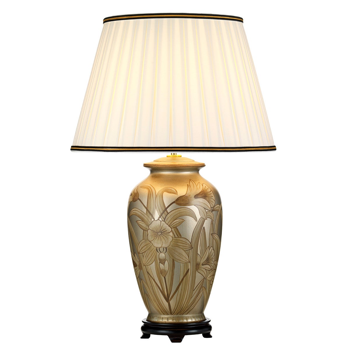 Lampa stołowa ceramiczna srebrna z złote kwiaty Dian E27 60W Designer's Lightbox