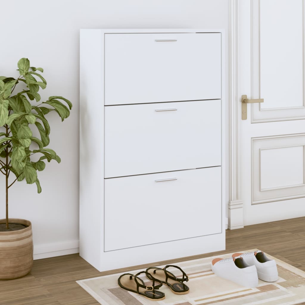 vidaXL Szafka na buty, biały, 63x24x103 cm, materiał drewnopochodny
