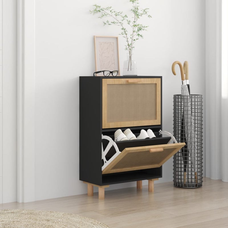 vidaXL Szafka na buty, czarna, 52x25x80 cm, materiał drewnopochodny