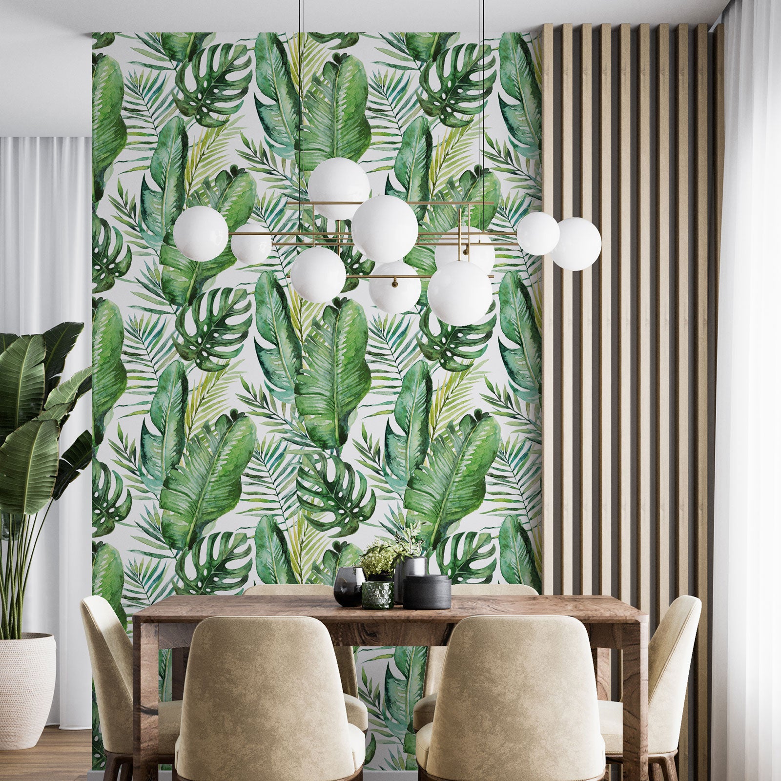 Dekoracyjna tapeta flizelinowa - Wzór botaniczny - Papier Standard 130 g, 3 bryty 60x260 cm - Powierzchnia: szer. 180 x wys. 260 cm