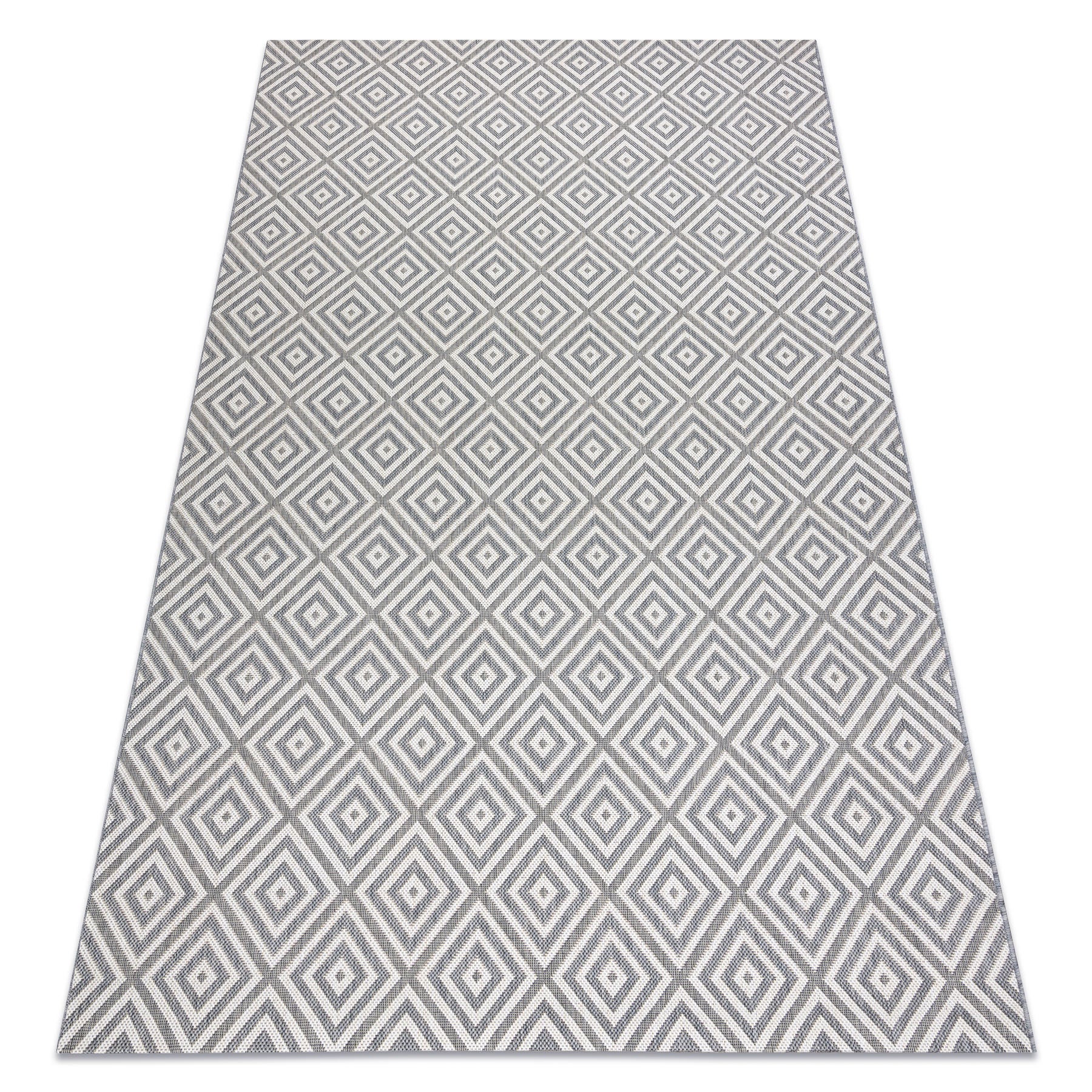 Dywan SZNURKOWY SIZAL FLAT 48607637 Kwadraty, romby szary / krem 120x170 cm