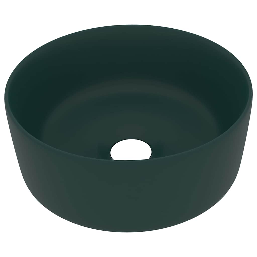 Umywalka Nablatowa Ceramiczna Okrągła Zielona do Łazienki 40 cm