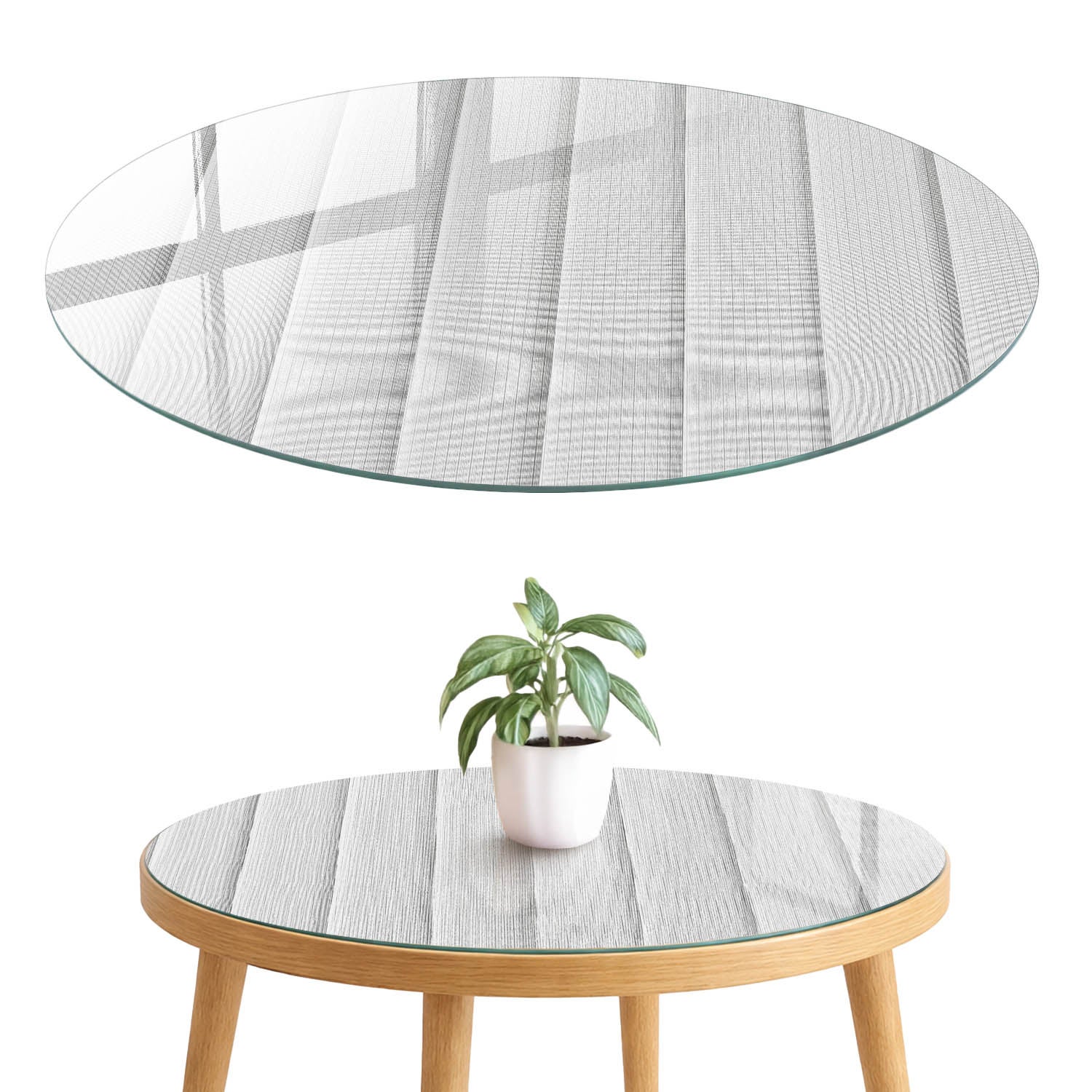 Nakładka szklana 4 mm z nadrukiem - odśwież stół, komodę lub szafkę fi90 cm Białe panele