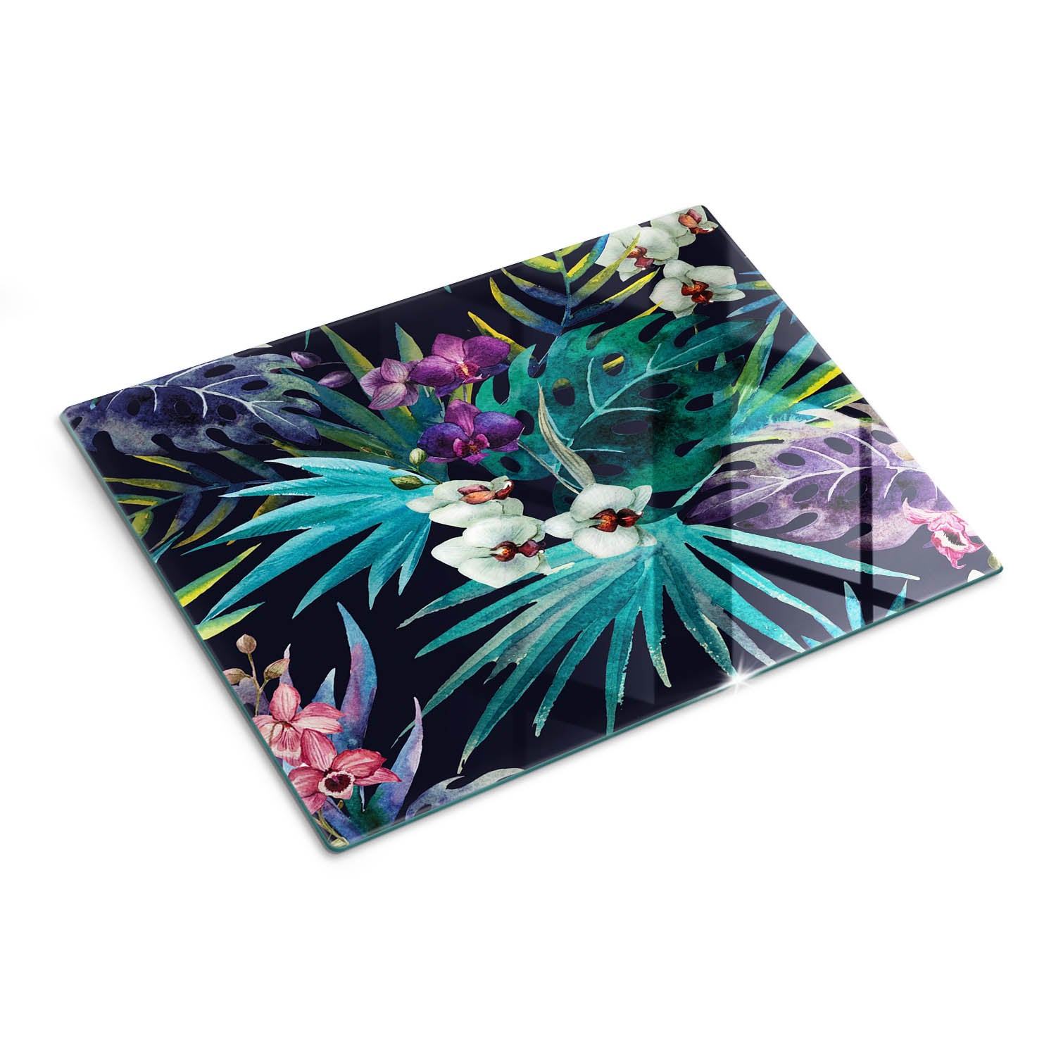 Hartowane szkło do kuchni na blat - Akwarelowa Orchidea - 30x40 - Tulup