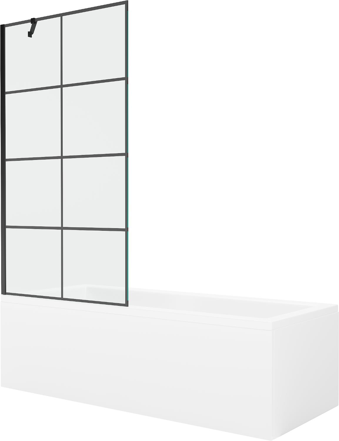 Mexen Cubik wanna prostokątna 150 x 70 cm z obudową i parawanem 1-skrzydłowym 90 cm, czarny wzór - 550315070X9509007077