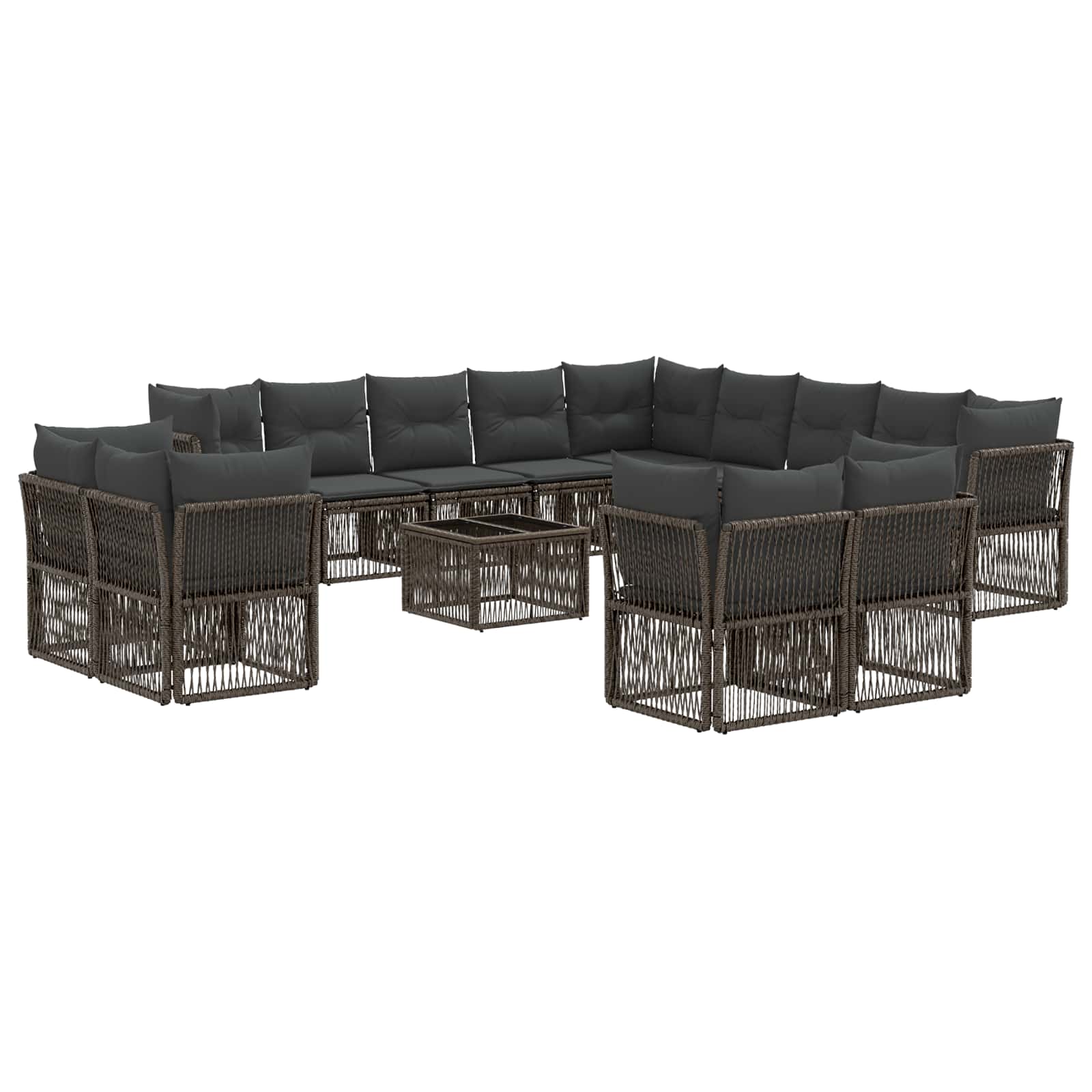 Zestaw Sof na Ogród 14 pcs Szary polirattan vidaXL