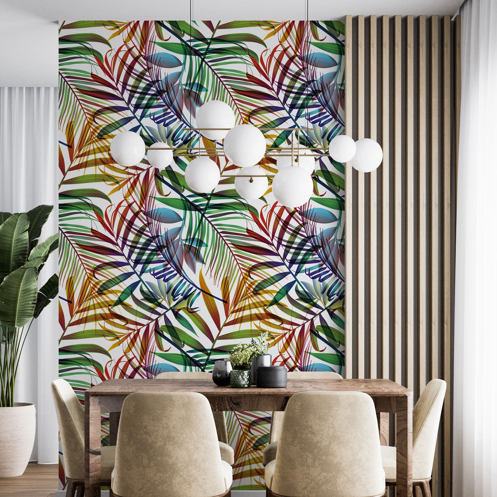 Dekoracyjna tapeta flizelinowa - Wzór botaniczny - Papier Standard 170 g, szorowalny, 5 brytów 60x260 cm - Powierzchnia: szer. 300 x wys. 260 cm