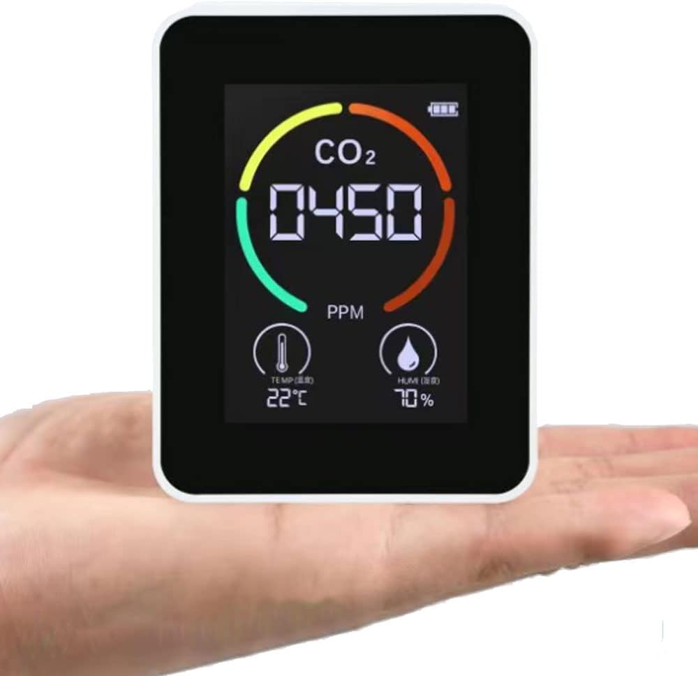 Detektor CO2, czujnik dwutlenku węgla (CO2) do pomiaru jakości powietrza, z kablem USB – czujnik temperatury i wilgotności – do domu