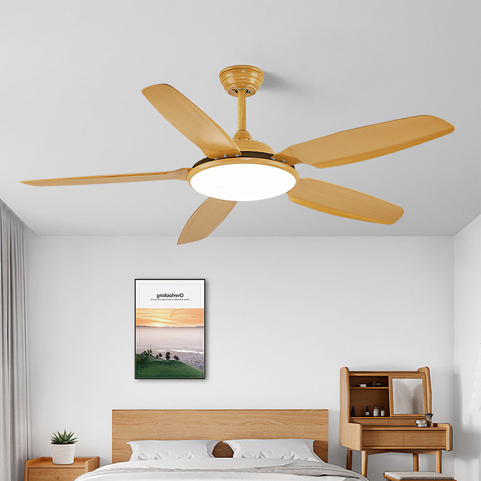 Wentylator sufitowy LED 132cm DC cichy 35W 24W 6 biegów pilot zmiana kierunku 3 kolory timer nowoczesny