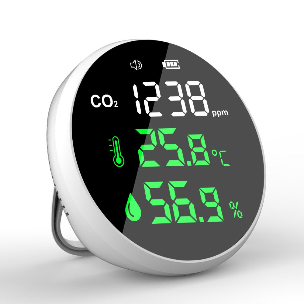 Cyfrowy miernik jakości powietrza z ekranem LCD, 3 funkcje: termometr CO2, higrometr, tester domowy
