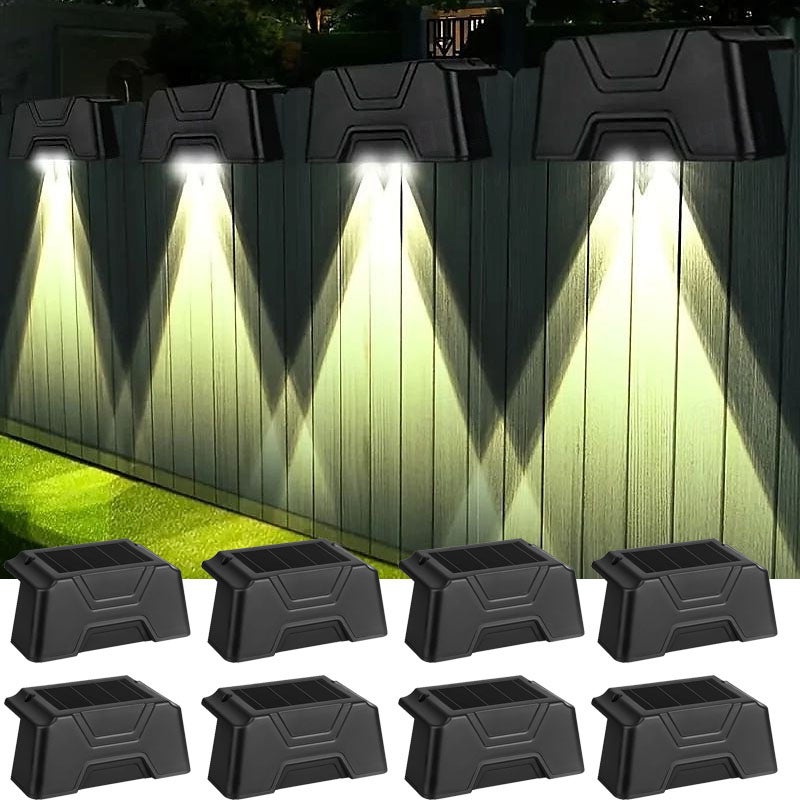 Zestaw 8 lamp solarnych na taras, ogrodzenie, schody, do ogrodu, na ścieżkę, oświetlenie ścienne, oświetlenie dekoracyjne, biały zimny
