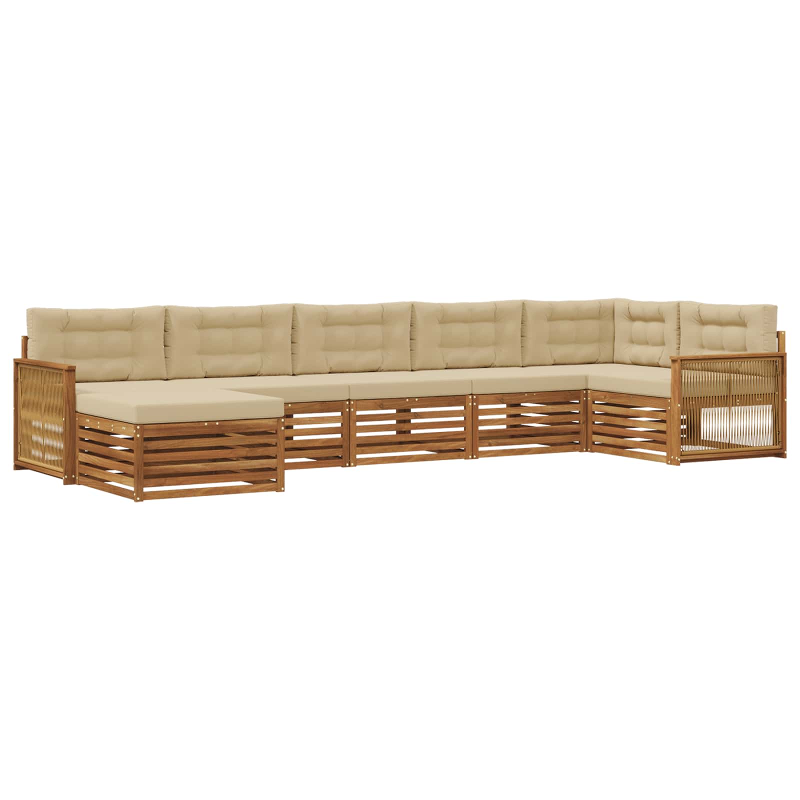 Zestaw sof na zewnątrz z poduszką 7 pcs Naturalny i Beżowy
