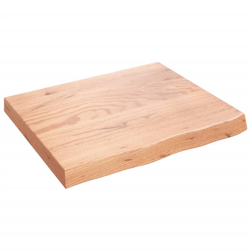 Blat Łazienkowy Lakierowany z Litego Drewna 60x50x(2-6) cm Jasnobrązowy